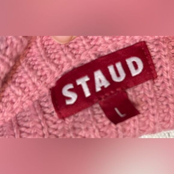 Staud Damask Pink Aura Bishop Sleeve Sweater L NWT - Picture 6 of 7